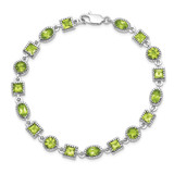 Sterling Silver Rhodium-plated Peridot Bracelet - QX-7F828DD1-5171