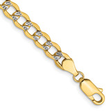 14K 7 inch 5.2mm Semi-Solid with Rhodium Pav‚ Curb with Lobster Clasp Bracelet