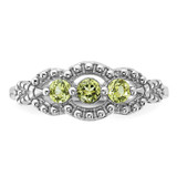 Sterling Silver Rhodium-plated Peridot Ring - QR-81BE1FBF-9818