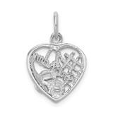 Sterling Silver Rhodium-plated Pink & White CZ #1 Grandma Pendant