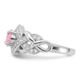 Sterling Silver Rhodium-plated Pink & White CZ Braided Ring - QR-892B5468-4510