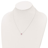 Sterling Silver Rhodium-plated Pink Crystal 18.5 inch Necklace