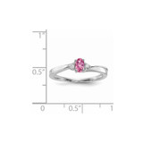 Sterling Silver Rhodium-plated Pink CZ & Diamond Birthstone Ring - QB-04D32992-7013