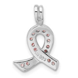 Sterling Silver Rhodium-plated Pink CZ Awareness Ribbon Pendant - QP-577423A3-3221