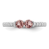 Sterling Silver Rhodium-plated Pink CZ Ring - QR-DBE654EB-3468