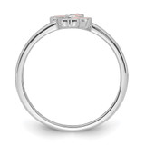 Sterling Silver Rhodium-plated Pink Enamel & CZ Dinosaur Children's Ring - QR-DF8892BE-8859