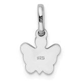 Sterling Silver Rhodium-plated Pink Enameled Butterfly Children's Pendant
