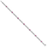 Sterling Silver Rhodium-plated Pink Tourmaline and Diamond Bracelet - QX-6E0FA1E6-2783