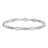 Sterling Silver Rhodium-plated Pink Tourmaline and Diamond Bracelet - QX-EBAA4254-9809