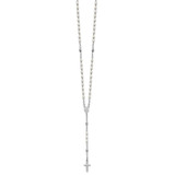 Sterling Silver Rhodium-plated Plastic Imitation Pearl 19.75 inch with 1 inch extender Rosary Necklace