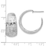 Sterling Silver Rhodium-plated Polish Textured C-Hoop Post Earrings