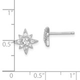 Sterling Silver Rhodium-plated Polished & Beaded CZ Star Post Earrings