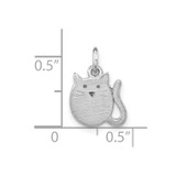 Sterling Silver Rhodium-plated Polished & Brushed Cat Children's Pendant