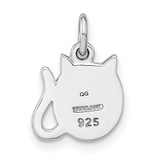 Sterling Silver Rhodium-plated Polished & Brushed Cat Children's Pendant