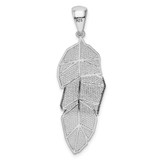Sterling Silver Rhodium-plated Polished & D/C Leaf Pendant - QP-84D89EE6-8000