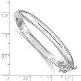 Sterling Silver Rhodium-plated Polished & Diamond-cut 5mm with Safety Clasp Hinged Children's Bangle - QB-60F0CB80-4802