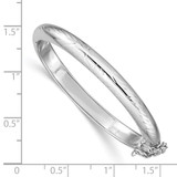 Sterling Silver Rhodium-plated Polished & Diamond-cut 5mm with Safety Clasp Hinged Children's Bangle - QB-F3545BC3-8007