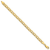 14K 7 inch 6.5mm Semi-Solid Curb with Lobster Clasp Bracelet