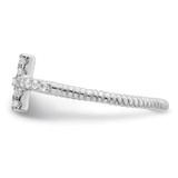 Sterling Silver Rhodium-plated Polished & Textured CZ Cross Ring - QR-F0EA52D4-3724