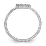 Sterling Silver Rhodium-plated Polished & Textured CZ Heart Ring - QR-20CE2D36-1409