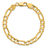 14K 7 inch 6.75mm Concave Open Figaro with Lobster Clasp Bracelet