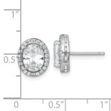Sterling Silver Rhodium-plated Polished 11.0 x 9.0mm Oval CZ Halo Post Earrings