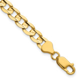 14K 7 inch 6.75mm Open Concave Curb with Lobster Clasp Bracelet