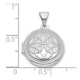 Sterling Silver Rhodium-plated Polished 16mm Celtic Knot Design Round Locket