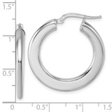Sterling Silver Rhodium-plated Polished 3.0 x 28mm Flat Tapered Tube Hoop Earrings