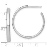Sterling Silver Rhodium-plated Polished 3.00 x 28mm C-Hoop Post Earrings