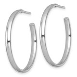 Sterling Silver Rhodium-plated Polished 3.00 x 32mm C-Hoop Post Earrings