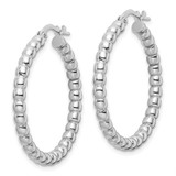 Sterling Silver Rhodium-plated Polished 3mm Beaded Hoop Earrings - QE-A11047B6-5753
