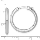 Sterling Silver Rhodium-plated Polished 3x28mm with Safety Lock Round Hinged Hoop Earrings