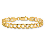 14K 7 inch 7mm Semi-Solid Curb with Lobster Clasp Bracelet