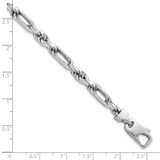 Sterling Silver Rhodium-plated Polished 5.5mm Figaro Rope Chain 8 inch Bracelet