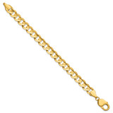 14K 7 inch 8.5mm Open Concave Curb with Lobster Clasp Bracelet