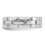 Sterling Silver Rhodium-plated Polished 5.8mm Brick Pattern Size 7 Ring