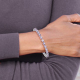 Sterling Silver Rhodium-plated Polished 5mm Amethyst Stone Bracelet