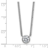 Sterling Silver Rhodium-plated Polished 7.00mm Bezel-set CZ 18 inch Necklace