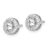 Sterling Silver Rhodium-plated Polished 8.0mm Round CZ Halo Post Earrings