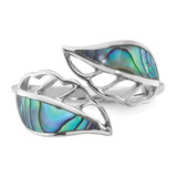 Sterling Silver Rhodium-Plated Polished Abalone Bypass Leaf Ring - QR-3A240161-8068