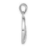 Sterling Silver Rhodium-plated Polished Abalone Circle with Textured Starfish Pendant