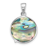Sterling Silver Rhodium-plated Polished Abalone Circle with Textured Starfish Pendant