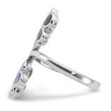 Sterling Silver Rhodium-Plated Polished Abalone Double Butterfly Ring - QR-FBF6214E-2062