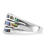 Sterling Silver Rhodium-Plated Polished Abalone Fancy Band Ring - QR-3714557E-8253