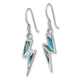 Sterling Silver Rhodium-plated Polished Abalone Lightning Bolt Dangle Shepherd Hook Earrings