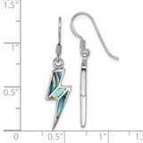 Sterling Silver Rhodium-plated Polished Abalone Lightning Bolt Dangle Shepherd Hook Earrings