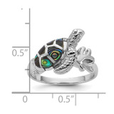 Sterling Silver Rhodium-plated Polished Abalone Sea Turtle Size 8 Ring