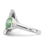 Sterling Silver Rhodium-plated Polished Abalone Whale Tail Size 7 Ring