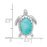 Sterling Silver Rhodium-plated Polished Amazonite Turtle Chain Slide